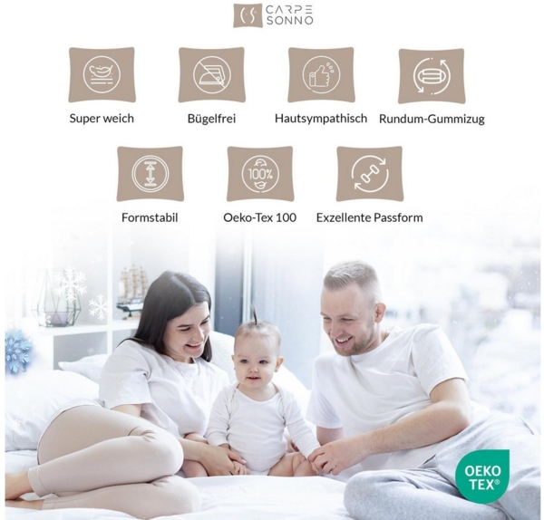 Carpe Sonno Spannbettlaken Boxspring Cashmere Touch Winter warm 180x200 200x200 180x220 200x220, Fleece, Gummizug: rundum, (1 Stück), Wasserbett Spannbettlaken Kuscheliges Spannbetttuch Silber Bild 3