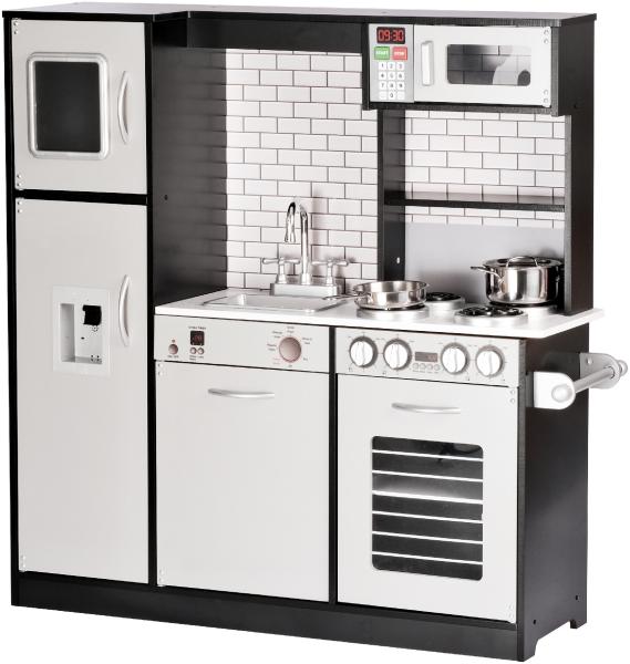 wuuhoo® Hochwertige XXL Kinderküche Jamie aus Holz - Premium Spielküche mit Herd, Spüle und Eiswürfelspender, Spielzeugküche für Kinder mit Edelstahl Geschirr und Zubehör Set