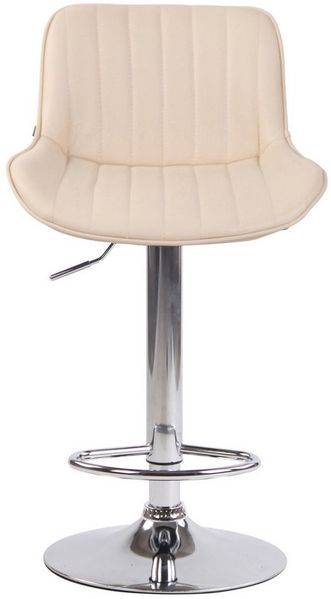 TPFLiving Barhocker höhenverstellbar (Barstuhl - Hocker für Küche - 360° drehbar - Thekenhocker), Gestell Metall mit Chromoptik - Sitzfläche: Kunstleder Creme