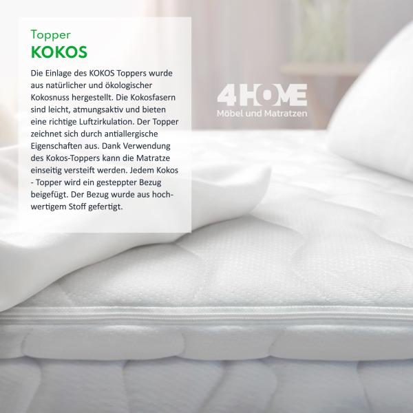 Topper 120x200 cm Matratzenauflage mit KOKOS Matratzenschoner Kokosfaser H4 Bild 4