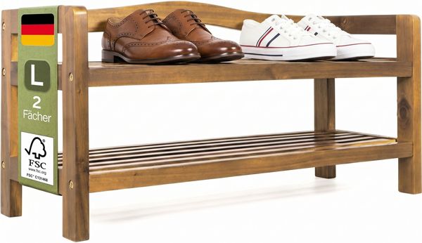 Casaria Schuhregal Schuhständer Holz Akazie 2 Etagen