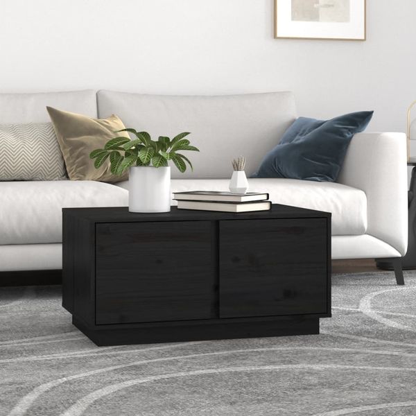 vidaXL Couchtisch Schwarz 80 x 50 x 40 cm Massivholz Kiefer [814423]