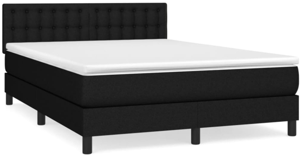 vidaXL Boxspringbett mit Matratze Schwarz 140x200 cm Stoff 3140379