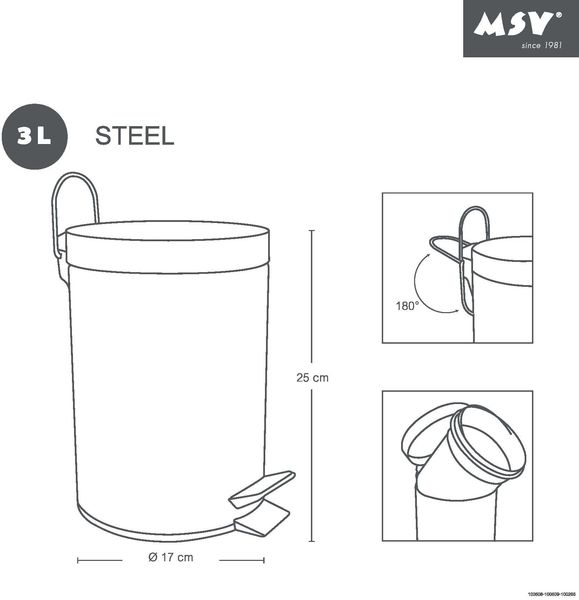 MSV Treteimer 3 Liter Schwarz