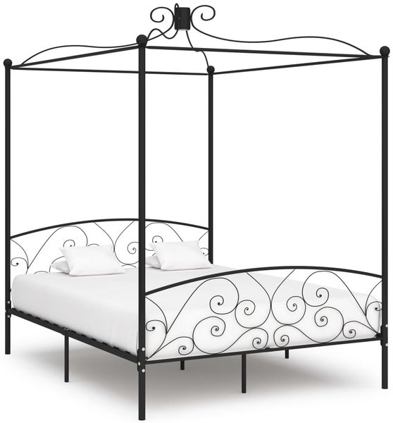 vidaXL Himmelbett-Gestell Schwarz Metall 160 x 200 cm 284478