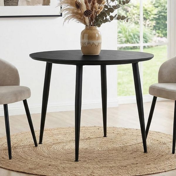 IDIMEX Esstisch NEVERS, rund 100 cm, stabiles Metallgestell, Tischplatte in Holzoptik Schwarz