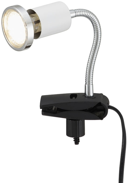 LED Tischleuchte, flexibel, Metall, weiß, H 14 cm
