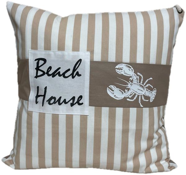 Ammerkind Dekokissen Maritime Kissenhülle, Beach House beige/weiß gestreift, Kissenhülle ohne Füllung