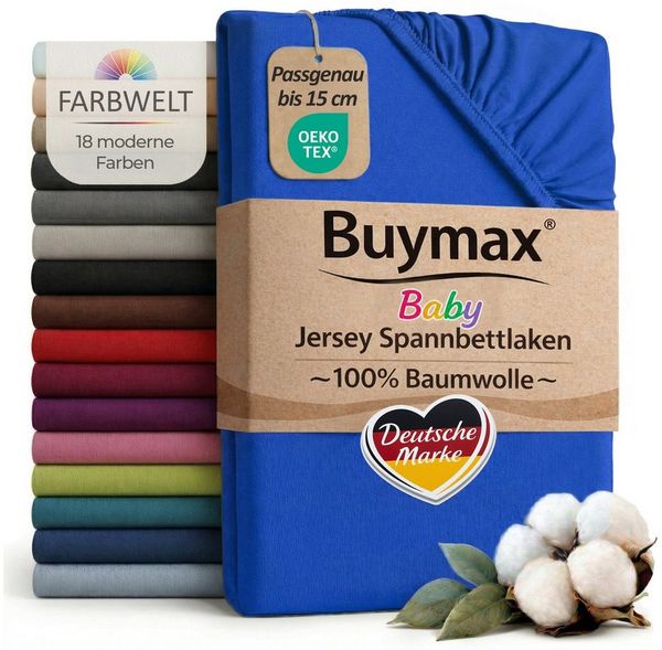 Buymax Spannbettlaken Babybett Kinderbett 60x120 cm 70x140 cm, Jersey 100% Baumwolle, Gummizug: Rundumgummi, (1 Stück), bis 15 cm Matratzenhöhe, weich, atmungsaktiv, hautfreundlich