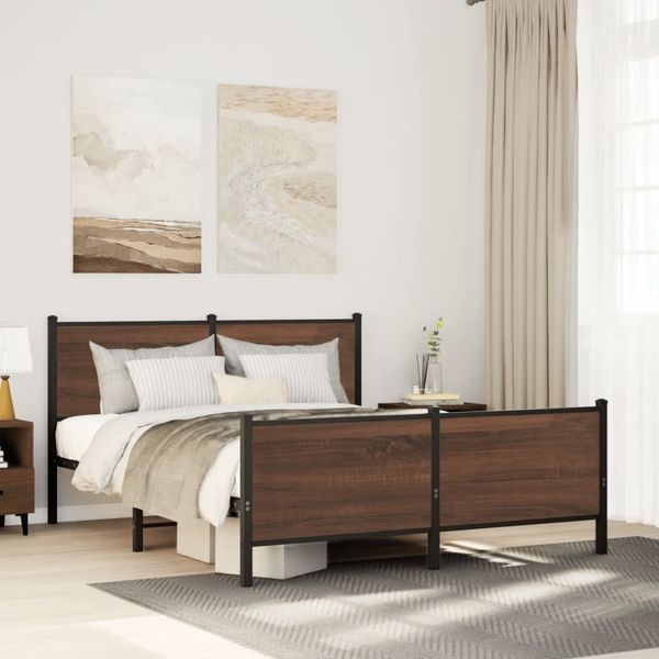 vidaXL Metallbett ohne Matratze Braun Eichen-Optik 160x200 cm 3301372