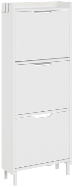 SoBuy FSR151-H-E-W Schuhschrank, MDF, Lackiert, Weiß, 50 x 131 x 19 cm