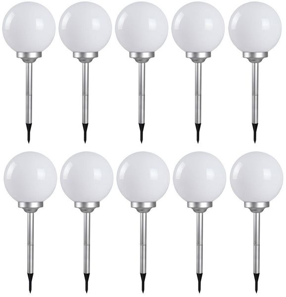 10er Set LED Solar Steckleuchten, Kugelform, 30 cm