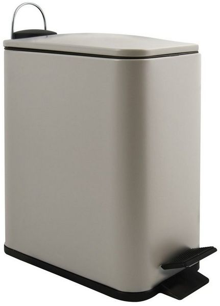 Spirella Kosmetikeimer 5 Liter Edelstahl mit Absenkautomatik und Inneneimer "Erik" Badezimmer Mülleimer Softclose Abfalleimer taupe
