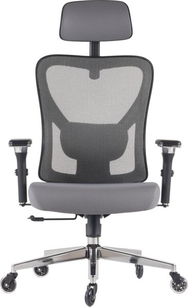 CLOUVOU CleverSeat, ergonomischer Bürostuhl, Rückenlehne mit Mesh Bezug, 4D-Armlehnen, 3D-Kopfstütze, BladeWheels, Anthrazit