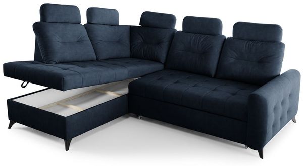 Ecksofa Schlafsofa Sofa WENDIE Stoff Hold Me Dunkelblau Ottomane Links Bild 2