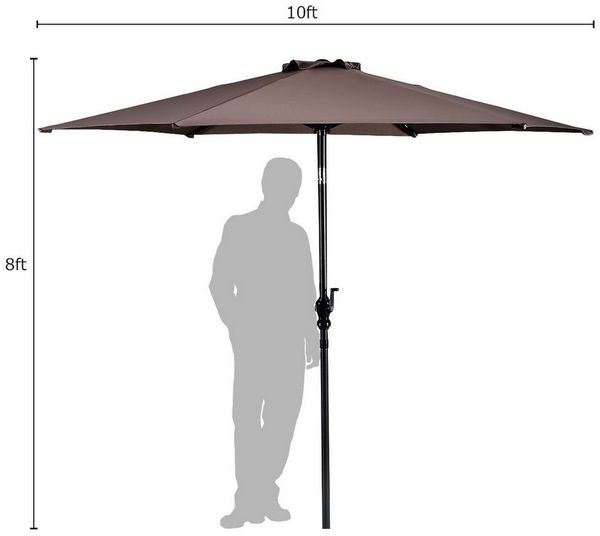 COSTWAY Sonnenschirm Gartenschirm, 30° neigbar, mit Kurbel, UV-Schutz