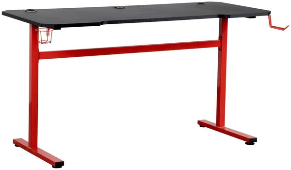 Carryhome 'PLAYER' Computertisch, MDF Carbon Dekor anthrazit rot schwarz, 140 x 75 x 60 cm, mit Headset- und Becherhalter