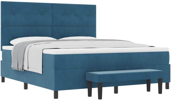 vidaXL Boxspringbett mit Matratze Dunkelblau 180 x 200 cm Samt 3344532