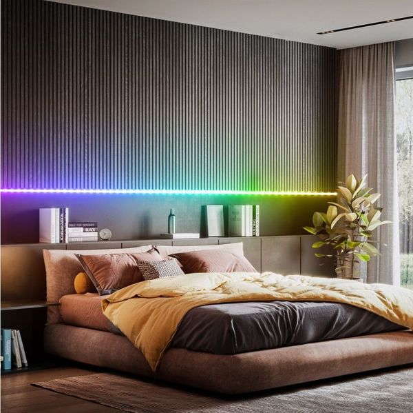 B.K.Licht LED-Streifen 5m Smart RGB-IC Flex-Band dimmbar 5,5W Farbwechsel - BKL1564, 150-flammig, Wifi RGB Stripe USB 5V Fernbedienung selbstklebend