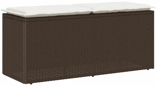 vidaXL Gartenbank mit Kissen Braun 110x40x44 cm Poly Rattan 4104146