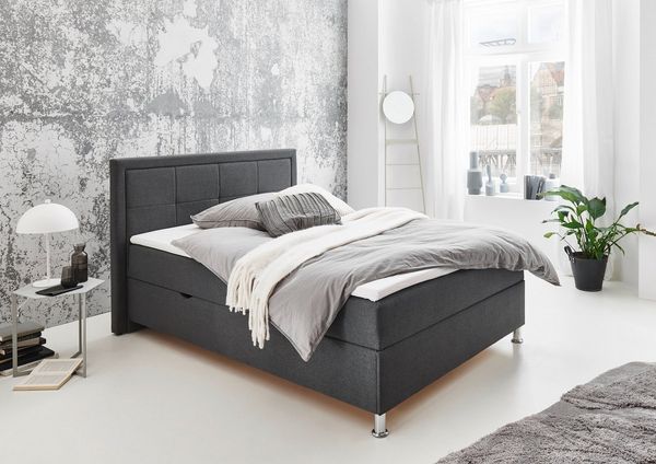 Home affaire Boxbett Fergus inkl. Bettkasten und Topper, Breite 120cm, mit Metallfuß in Chromoptik