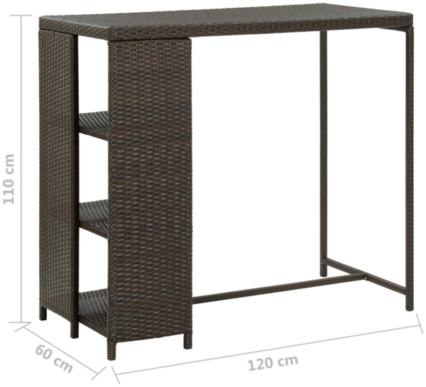 vidaXL Bartisch mit Regal Braun 120x60x110 cm Poly Rattan 313475 Bild 4
