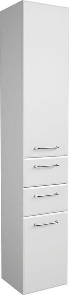 Saphir Hochschrank Quickset Badschrank 35 cm breit, 2 Türen, 2 Schubladen, 3 Einlegeböden Badezimmer-Hochschrank inkl. Türdämpfer, Griffe in Chrom glänzend