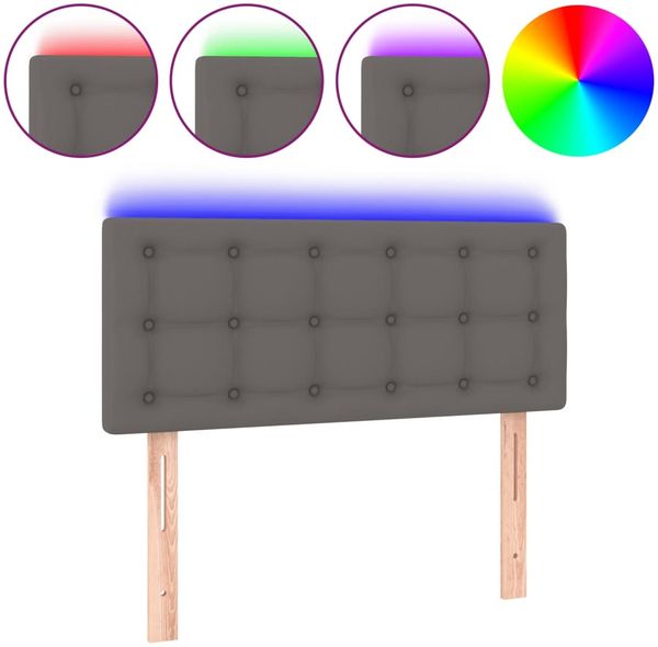 LED Kopfteil, Bettkopfteil, Minimalistisch Grau 100x5x78/88 cm Kunstleder