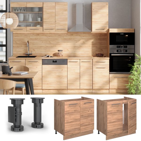 Spülenunterschrank Fame-Line Goldkraft Eiche 80 cm ohne Arbeitsplatte Vicco Bild 3