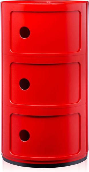 Kartell Componibili, 3 Elements, Rot, Runde Basis