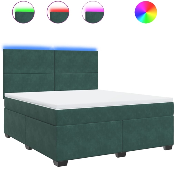 vidaXL Boxspringbett mit Matratze Dunkelgrün 180x200 cm Samt 3293275
