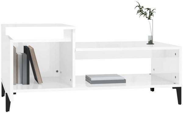 vidaXL Couchtisch Hochglanz-Weiß 100x50x45 cm Holzwerkstoff 821134 Bild 4