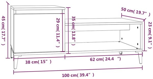 vidaXL Couchtisch Hochglanz-Weiß 100x50x45 cm Holzwerkstoff 821134 Bild 10