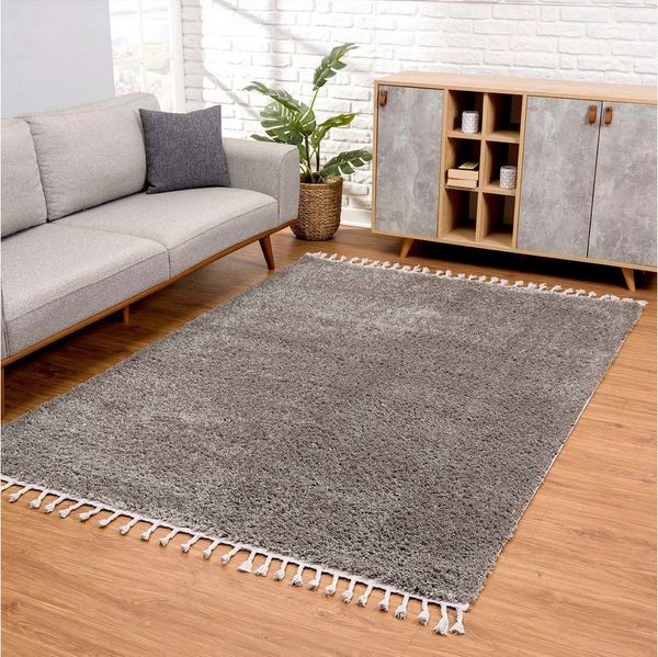 Carpet City Hochflor-Teppich Pulpy 100, rechteckig, Höhe: 30 mm, Läufer, weich, mit Fransen, uni, viele Größen, Wohnzimmer, Schafzimmer