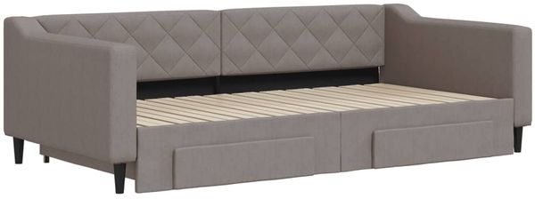 vidaXL Tagesbett Ausziehbar mit Schubladen Taupe 100x200 cm Stoff 3197470 Bild 3