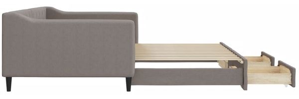 vidaXL Tagesbett Ausziehbar mit Schubladen Taupe 100x200 cm Stoff 3197470 Bild 7
