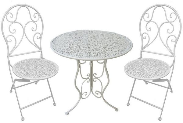 HTI-Living Garten-Essgruppe Bistroset aus Metall 3-teilig Weiß, (Set, 3-tlg, 2 Klappstühle 1 Tisch ohne Dekoration), Sitzgruppe Metall