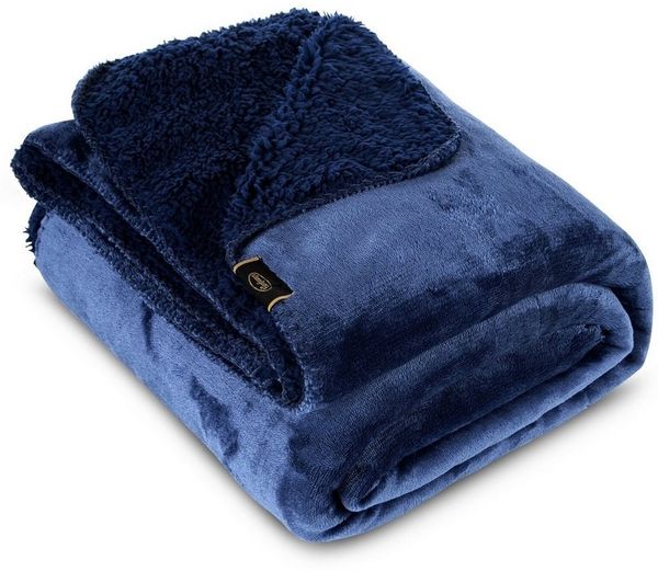 Wohndecke TEDY Teddy-Fleece kuschelige Sofadecke Sesselschoner Extra weich blau 70x160 cm blau