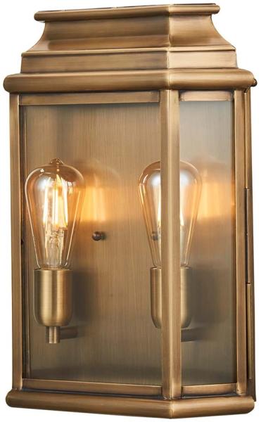 Wandleuchte, Außenleuchte, Laterne, Messing Glas, H 41,4 cm