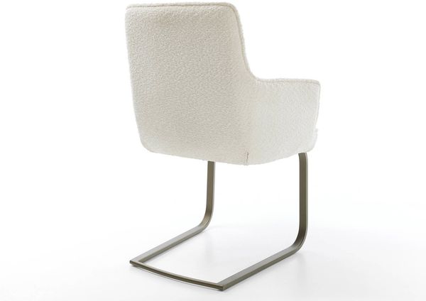 Freischwinger Heira-Flex mit Armlehnen Bouclé Weiß Freischwinger flach Effektfinish Titan Taschenfederkern Bild 5