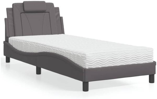 vidaXL Bett mit Matratze Grau 80x200 cm Kunstleder 3208757