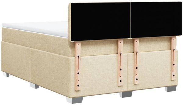 vidaXL Boxspringbett mit Matratze Creme 160x200 cm Stoff 3288251 Bild 12