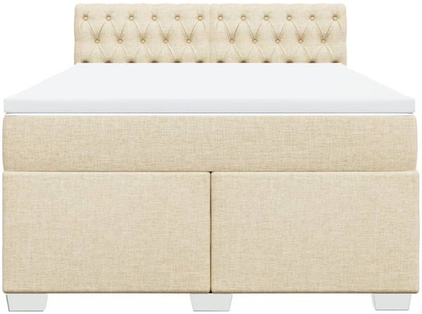 vidaXL Boxspringbett mit Matratze Creme 160x200 cm Stoff 3288251 Bild 6