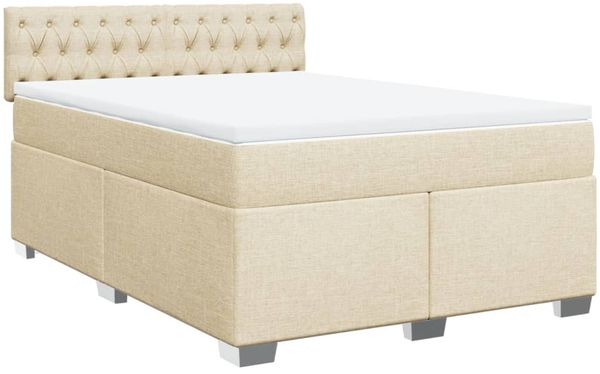 vidaXL Boxspringbett mit Matratze Creme 160x200 cm Stoff 3288251 Bild 3