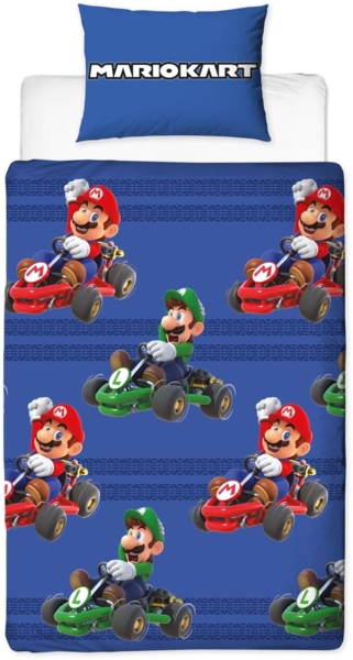 Super Mario Bettwäsche Set aus Microfaser für Kinder – 140x200 cm Bettbezug & 70x70 cm Kissenbezug Bild 1