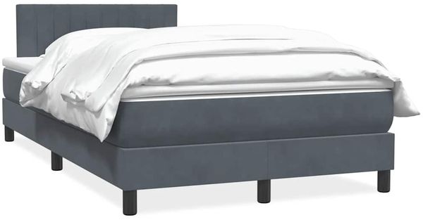 vidaXL Boxspringbett mit Matratze Dunkelgrau 120x220 cm Samt 3316444