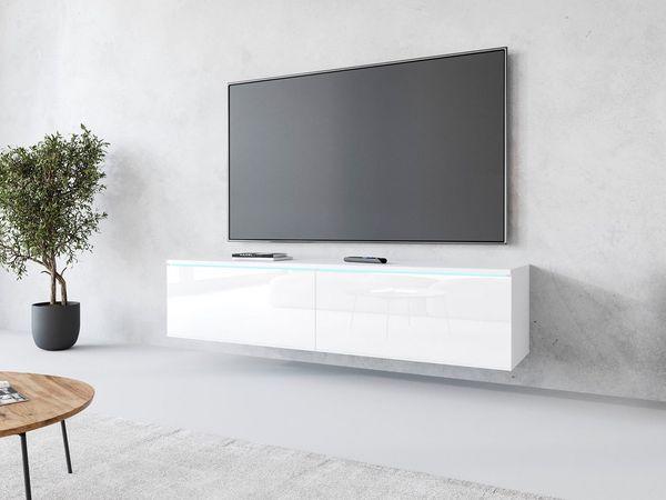 INOSIGN Lowboard LOWBOARD D, wahlweise mit oder ohne Beleuchtung, modernes TV-Board ohne Griffe, mit viel Stauraum,stehend und hängend