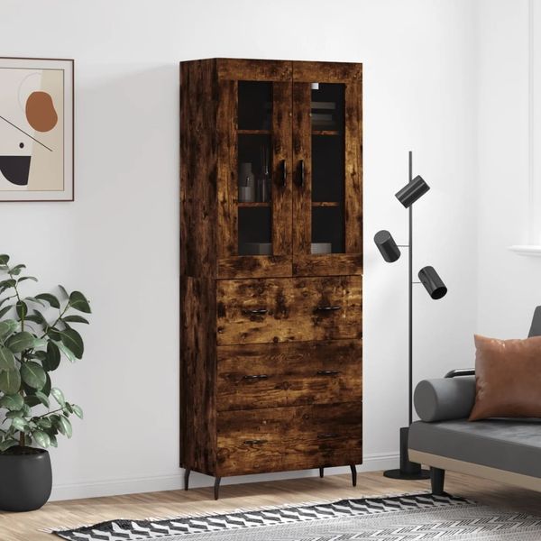vidaXL Highboard Räuchereiche 69,5x34x180 cm Holzwerkstoff 3198422