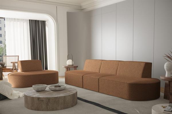 Sofaset Designersofa Set 3-1 MILOT in Stoff Ascot Bukla Goldbraun