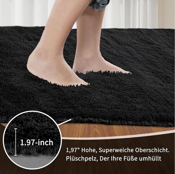 LuxusKollektion Hochflor-Teppich Teppich Hochflor Grau 240x340 Schwarz 240 x 340 cm (Rechteckig)